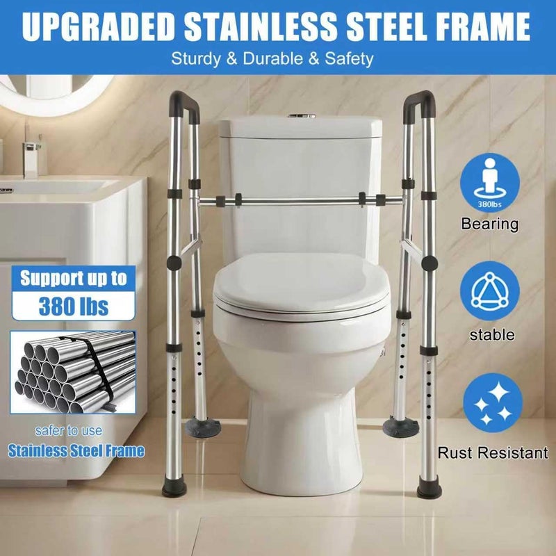 GOMTEFH Toilet Safety Rails, Adjustable Toilet Safety Frame & Rails, Toilet Safety Rail for Elderly Adults - Image 2